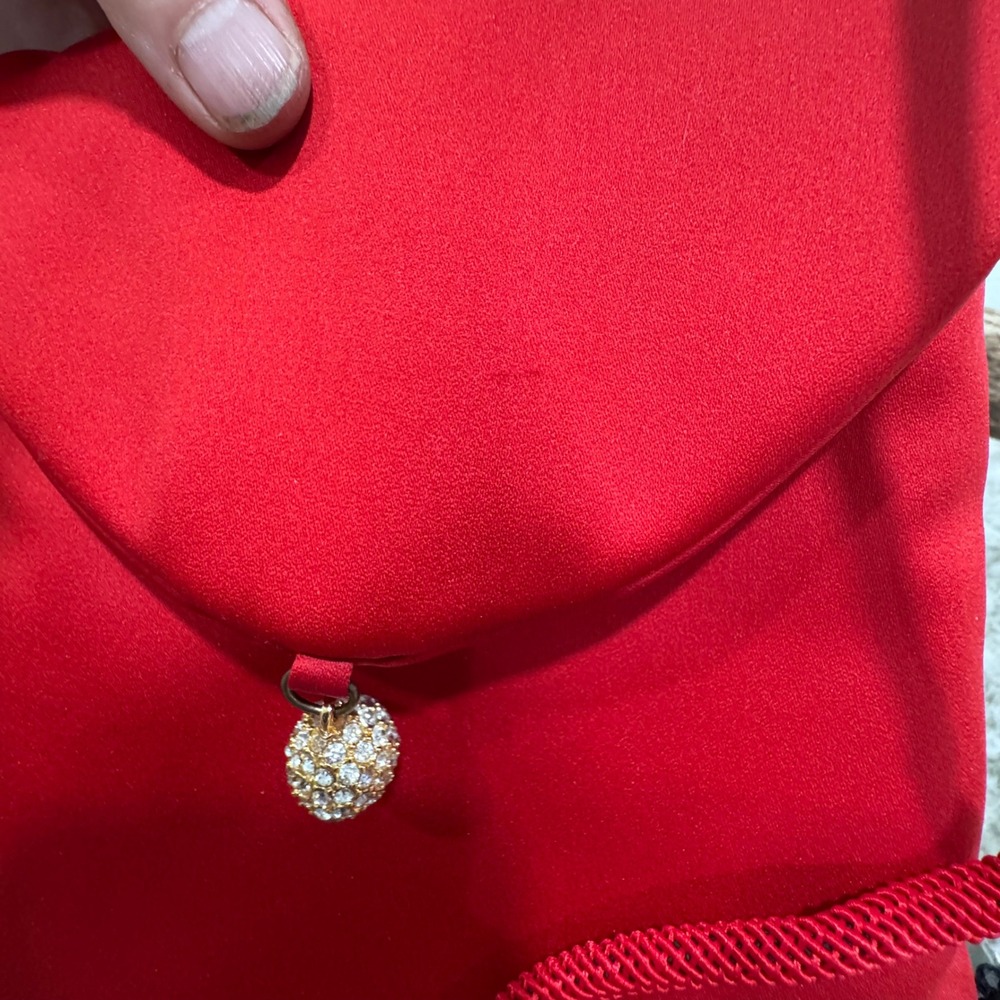 Susan Gail Vintage Red Satin Evening Crossbody Bag Rhinestone Orb Charm NWT - Picture 9 of 10